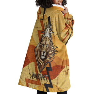 Pakhet Lion Head Wearable Blanket Hoodie with Claw Marks in Fiery Ancient Egyptian Motif