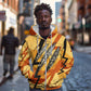 Pakhet Lion Head Zip Hoodie with Claw Marks in Fiery Ancient Egyptian Motif