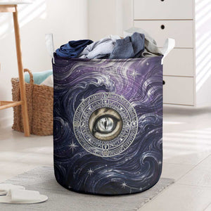 Pakhet Panther Laundry Basket with Cosmic Feline Eye on Starry Night River