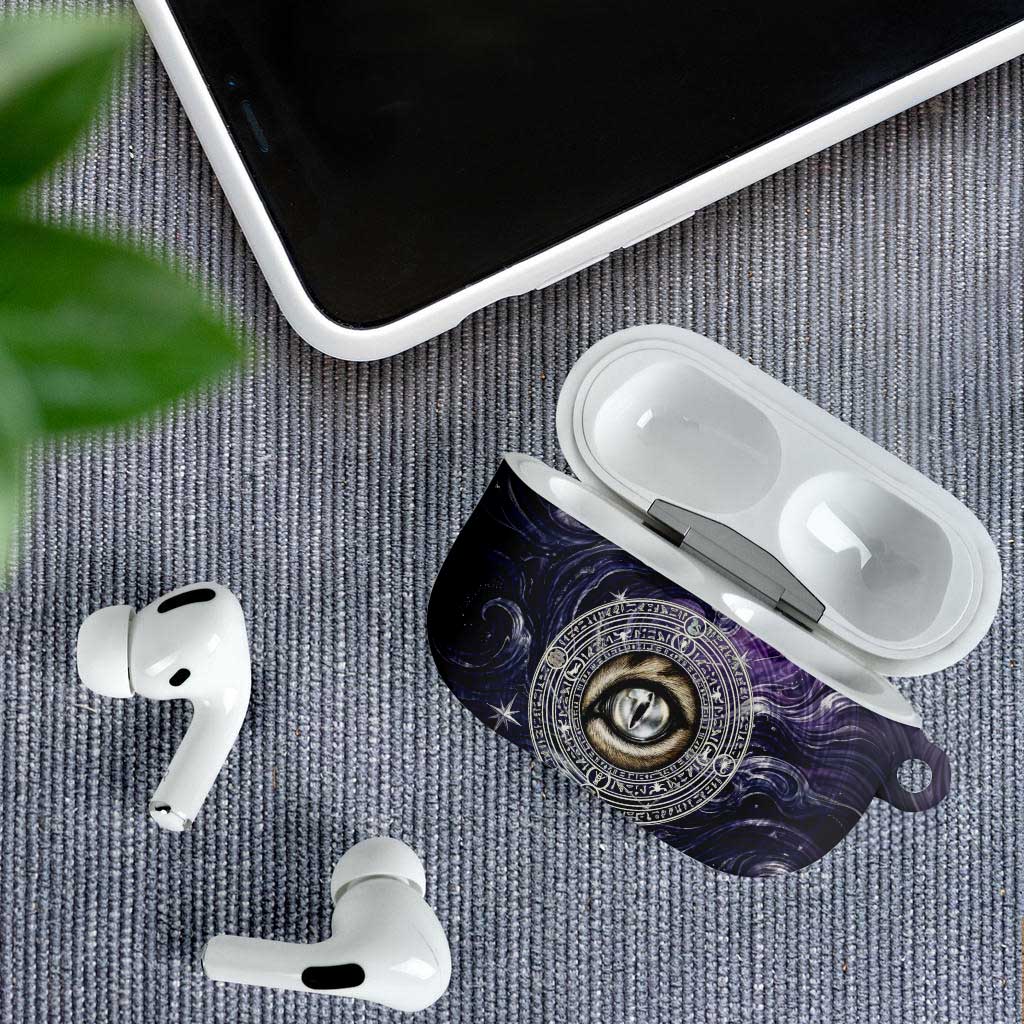 Pakhet Panther AirPods Case with Cosmic Feline Eye on Starry Night River