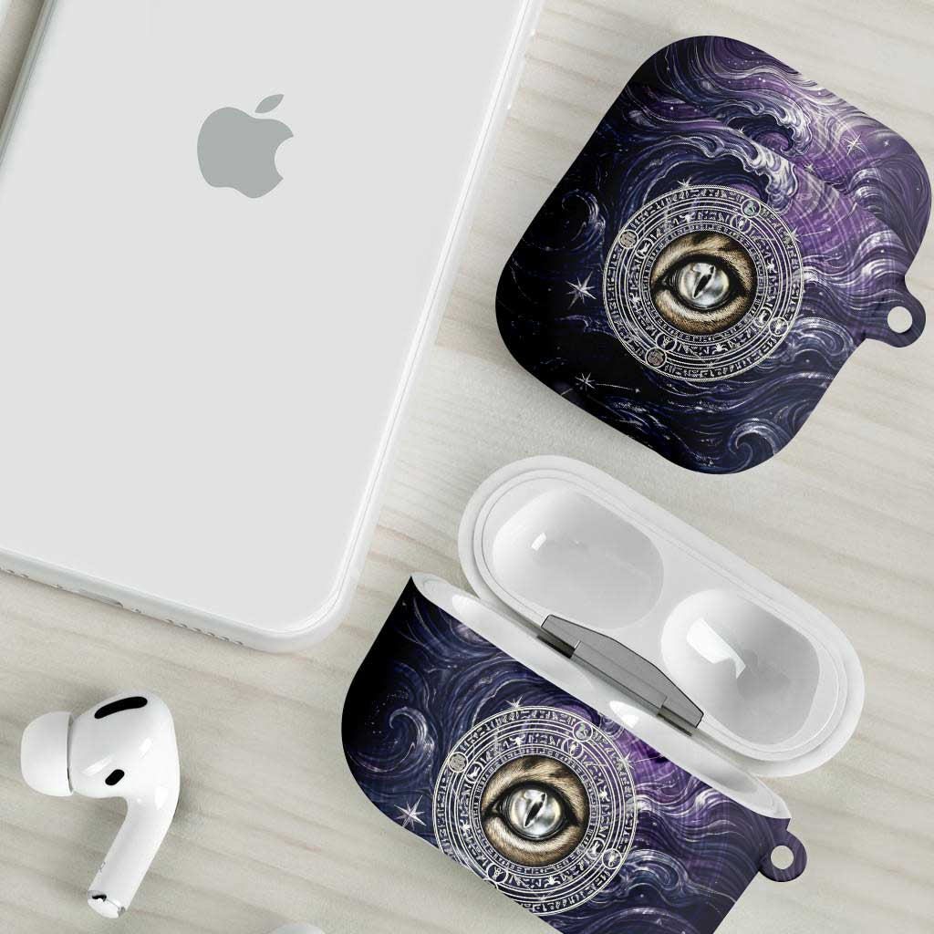 Pakhet Panther AirPods Case with Cosmic Feline Eye on Starry Night River