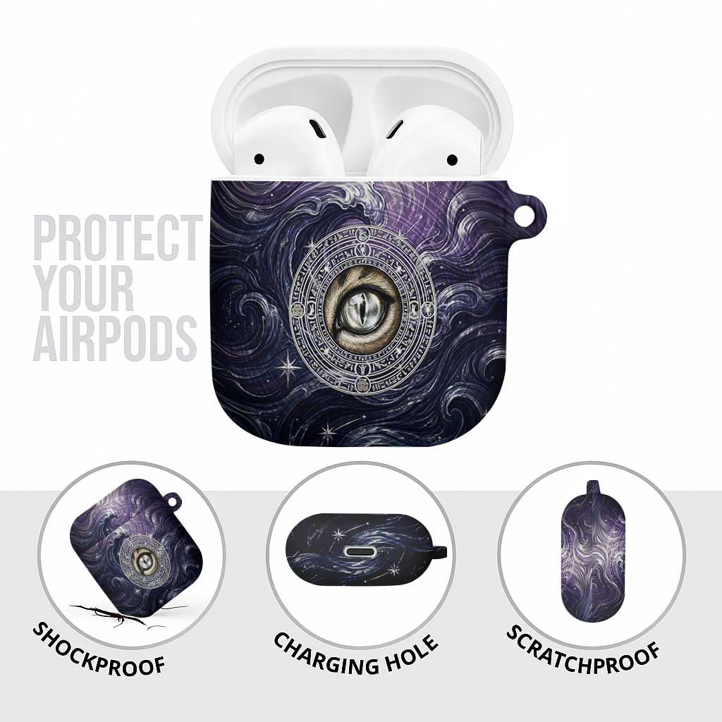 Pakhet Panther AirPods Case with Cosmic Feline Eye on Starry Night River