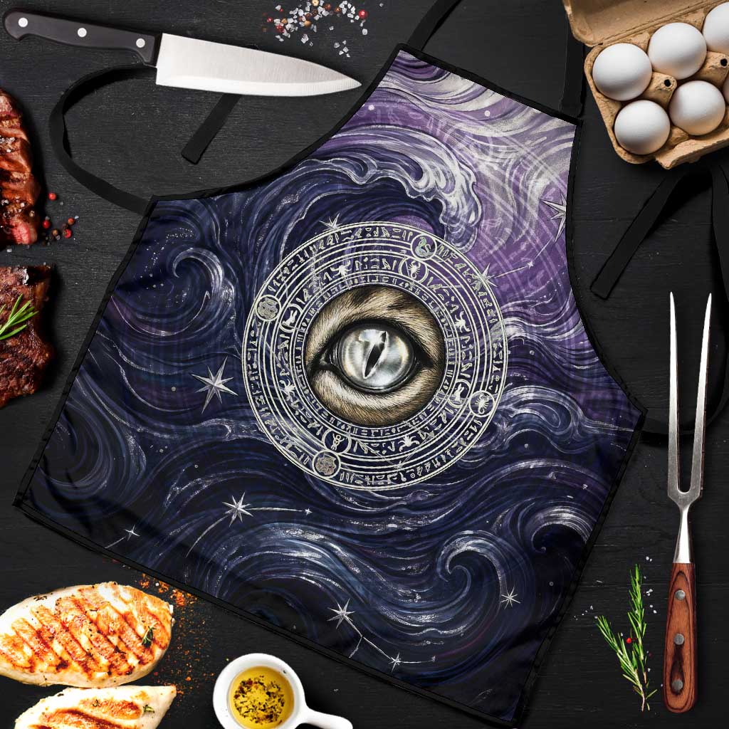 Pakhet Panther Apron with Cosmic Feline Eye on Starry Night River