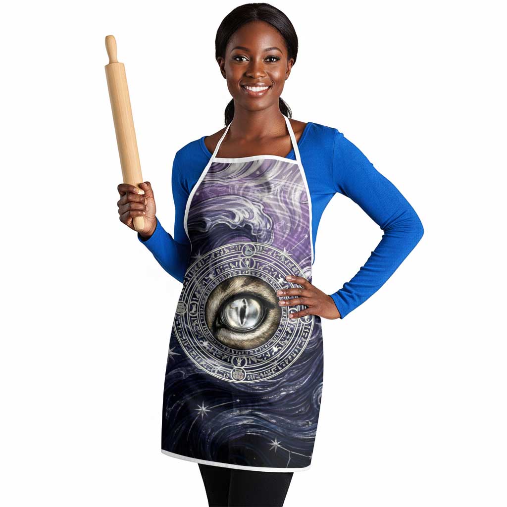 Pakhet Panther Apron with Cosmic Feline Eye on Starry Night River