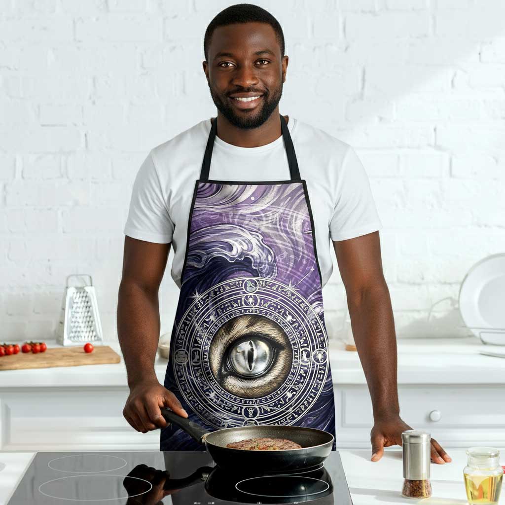 Pakhet Panther Apron with Cosmic Feline Eye on Starry Night River