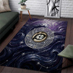 Pakhet Panther Area Rug with Cosmic Feline Eye on Starry Night River