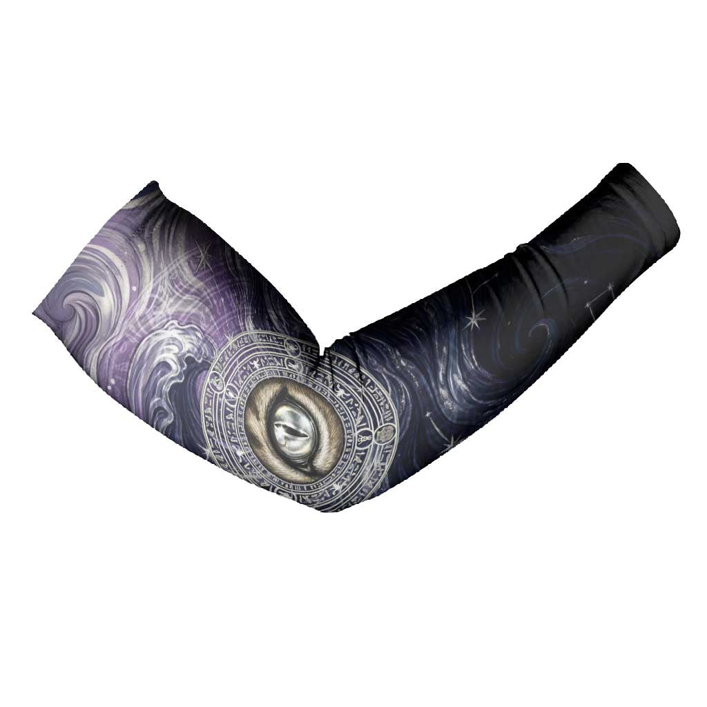 Pakhet Panther Arm Sleeves with Cosmic Feline Eye on Starry Night River