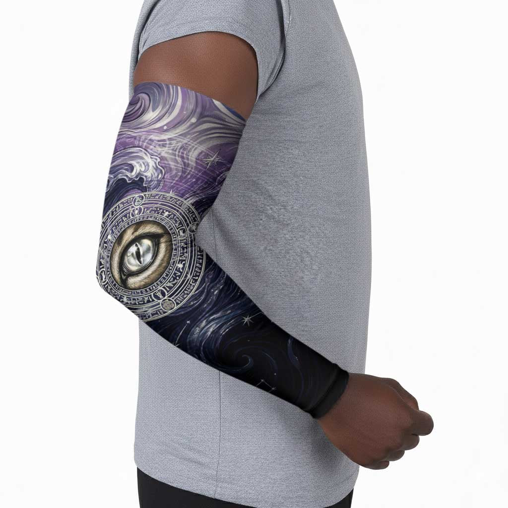 Pakhet Panther Arm Sleeves with Cosmic Feline Eye on Starry Night River