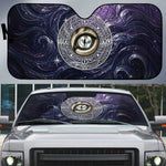 Pakhet Panther Auto Sun Shade with Cosmic Feline Eye on Starry Night River