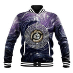 Pakhet Panther Baseball Jacket with Cosmic Feline Eye on Starry Night River