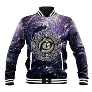 Pakhet Panther Baseball Jacket with Cosmic Feline Eye on Starry Night River