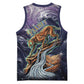 Pakhet Panther Basketball Jersey with Cosmic Feline Eye on Starry Night River