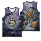 Pakhet Panther Basketball Jersey with Cosmic Feline Eye on Starry Night River