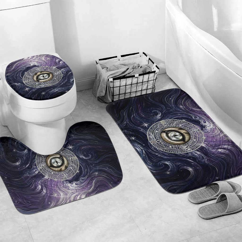 Pakhet Panther Bathroom Set with Cosmic Feline Eye on Starry Night River