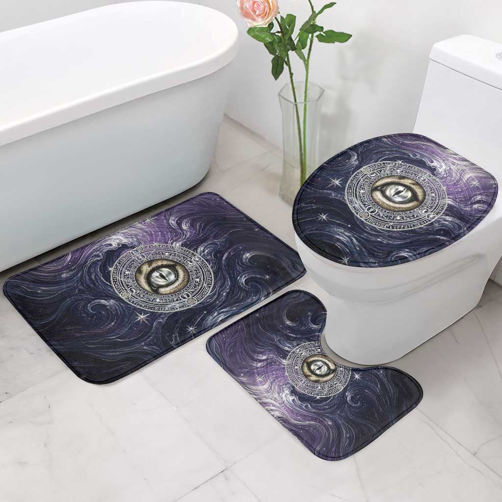 Pakhet Panther Bathroom Set with Cosmic Feline Eye on Starry Night River