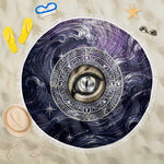 Pakhet Panther Beach Blanket with Cosmic Feline Eye on Starry Night River