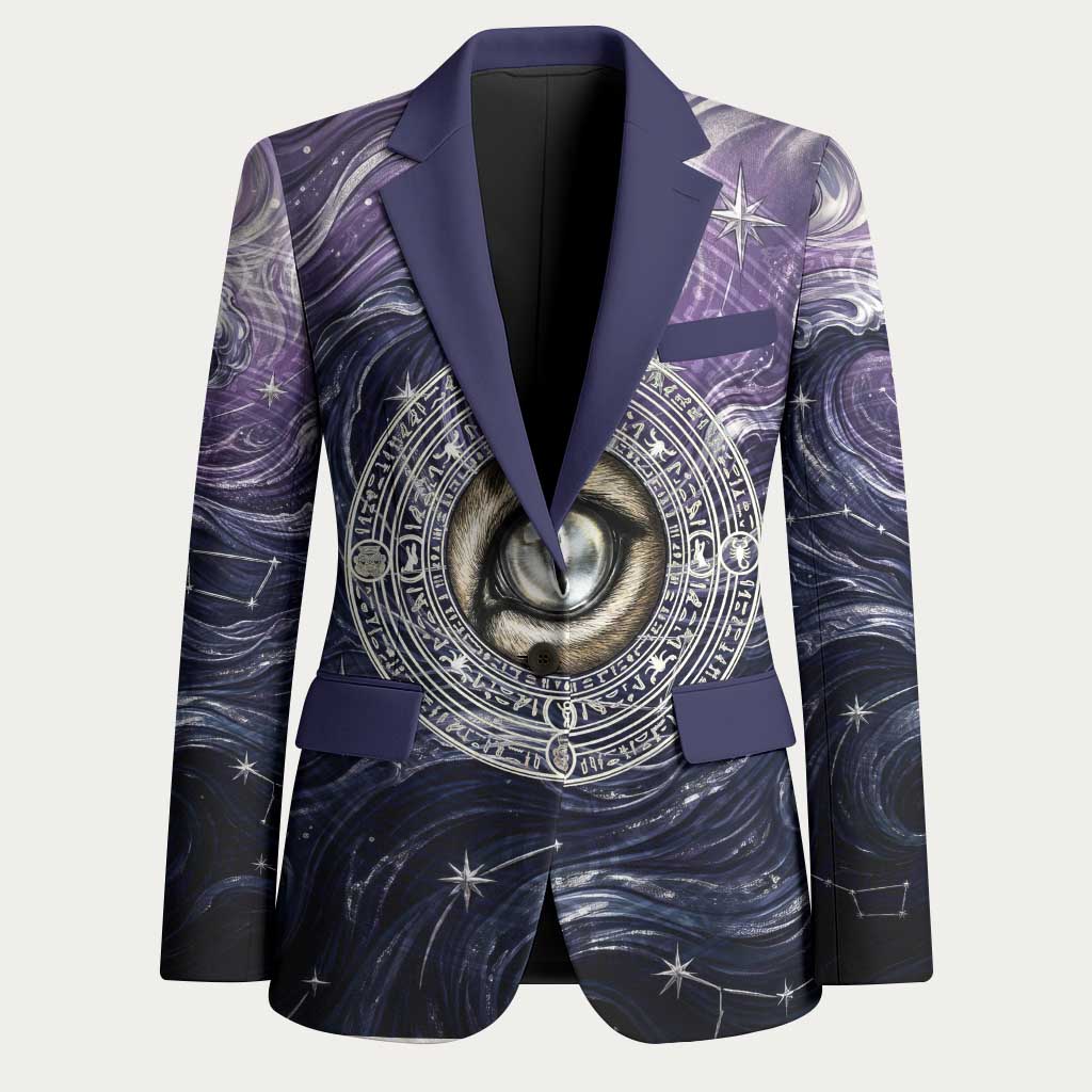 Pakhet Panther Blazer with Cosmic Feline Eye on Starry Night River