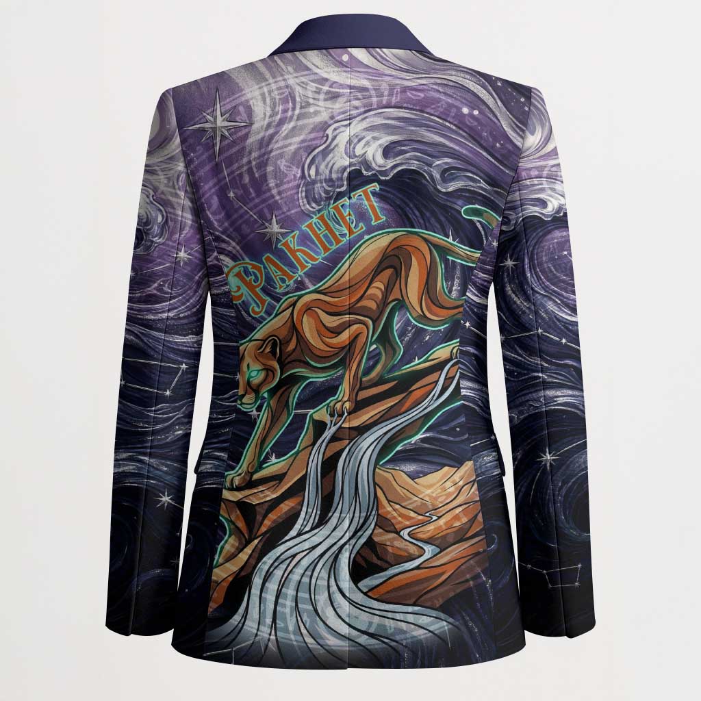 Pakhet Panther Blazer with Cosmic Feline Eye on Starry Night River