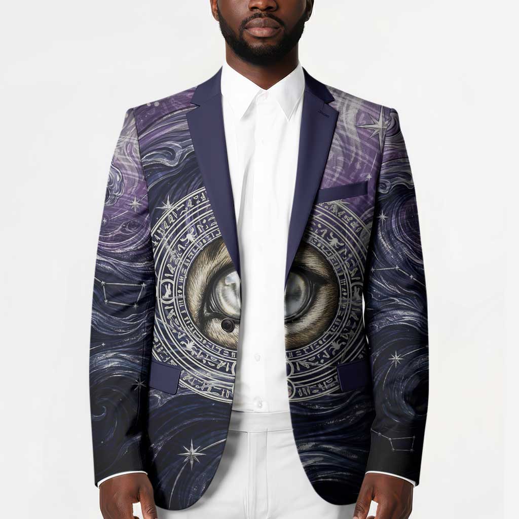 Pakhet Panther Blazer with Cosmic Feline Eye on Starry Night River