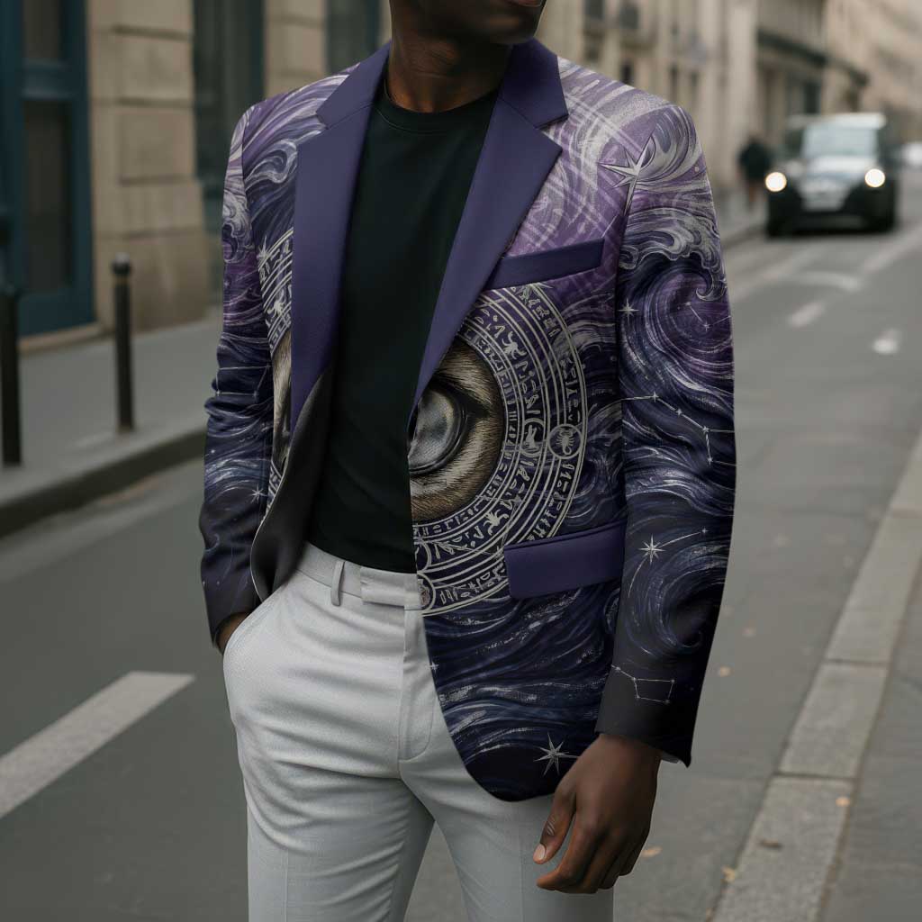 Pakhet Panther Blazer with Cosmic Feline Eye on Starry Night River