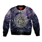 Pakhet Panther Bomber Jacket with Cosmic Feline Eye on Starry Night River