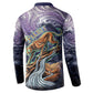 Pakhet Panther Button Sweatshirt with Cosmic Feline Eye on Starry Night River