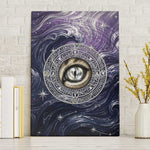 Pakhet Panther Canvas Wall Art with Cosmic Feline Eye on Starry Night River