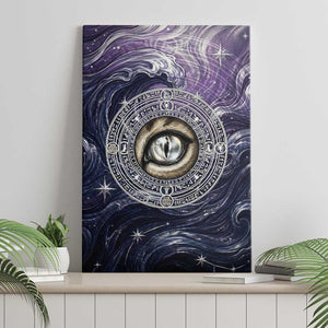 Pakhet Panther Canvas Wall Art with Cosmic Feline Eye on Starry Night River