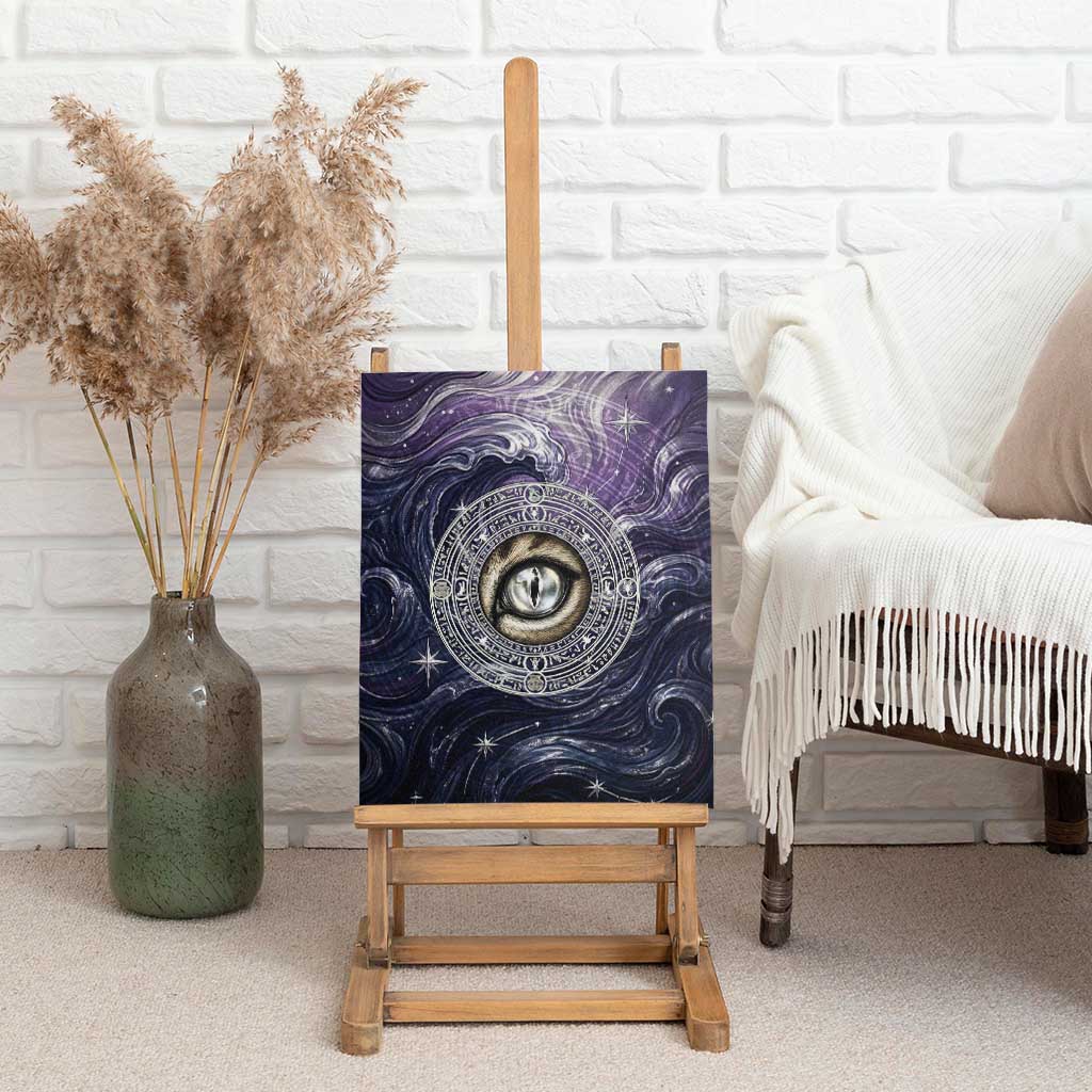 Pakhet Panther Canvas Wall Art with Cosmic Feline Eye on Starry Night River