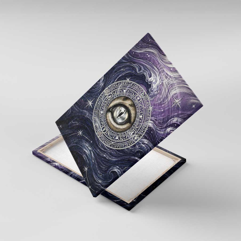 Pakhet Panther Canvas Wall Art with Cosmic Feline Eye on Starry Night River