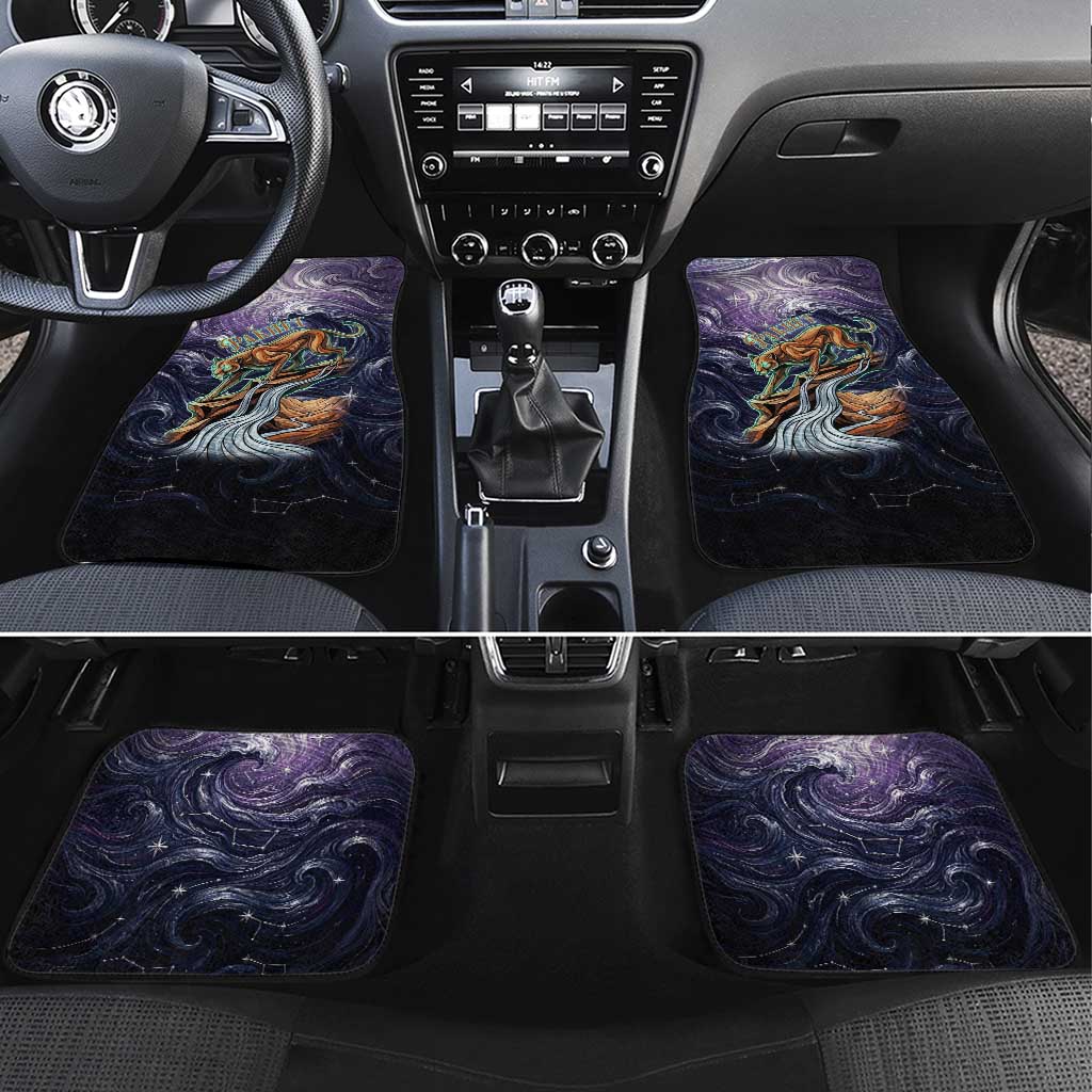 Pakhet Panther Car Mats with Cosmic Feline Eye on Starry Night River