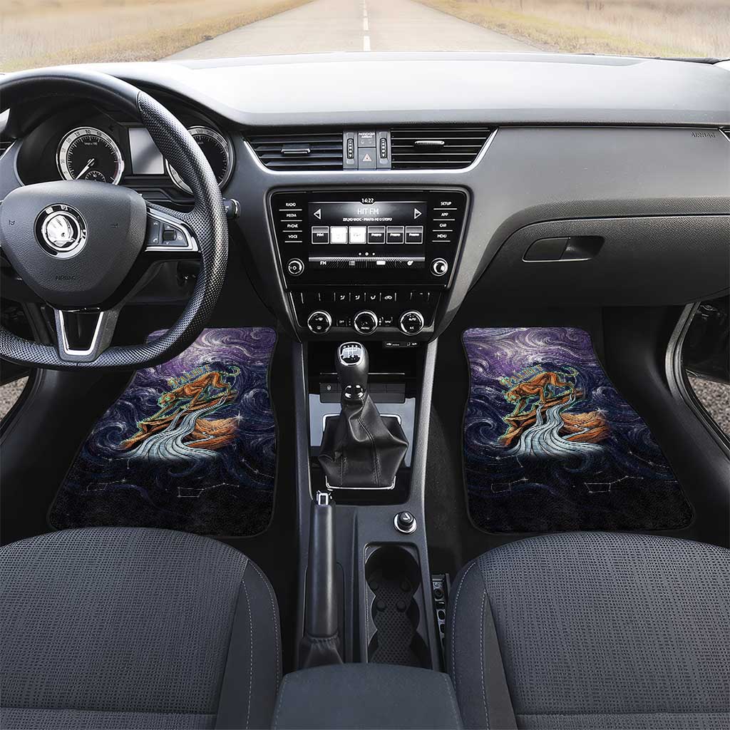 Pakhet Panther Car Mats with Cosmic Feline Eye on Starry Night River