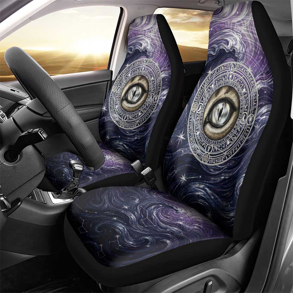 Pakhet Panther Car Seat Cover with Cosmic Feline Eye on Starry Night River