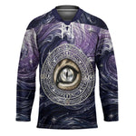 Pakhet Panther Hockey Jersey with Cosmic Feline Eye on Starry Night River