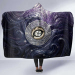 Pakhet Panther Hooded Blanket with Cosmic Feline Eye on Starry Night River