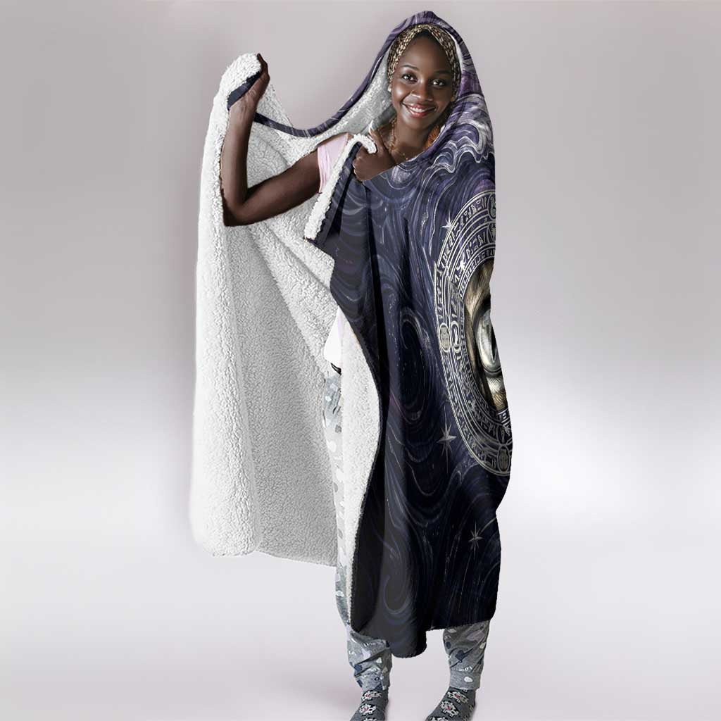 Pakhet Panther Hooded Blanket with Cosmic Feline Eye on Starry Night River
