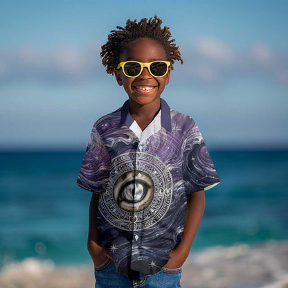 Pakhet Panther Kid Hawaiian Shirt with Cosmic Feline Eye on Starry Night River