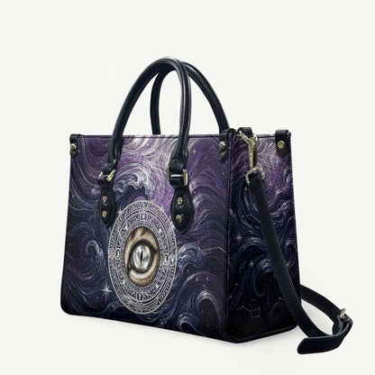 Pakhet Panther Leather Bag with Cosmic Feline Eye on Starry Night River