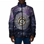 Pakhet Panther Padded Jacket with Cosmic Feline Eye on Starry Night River