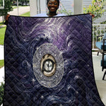 Pakhet Panther Quilt with Cosmic Feline Eye on Starry Night River