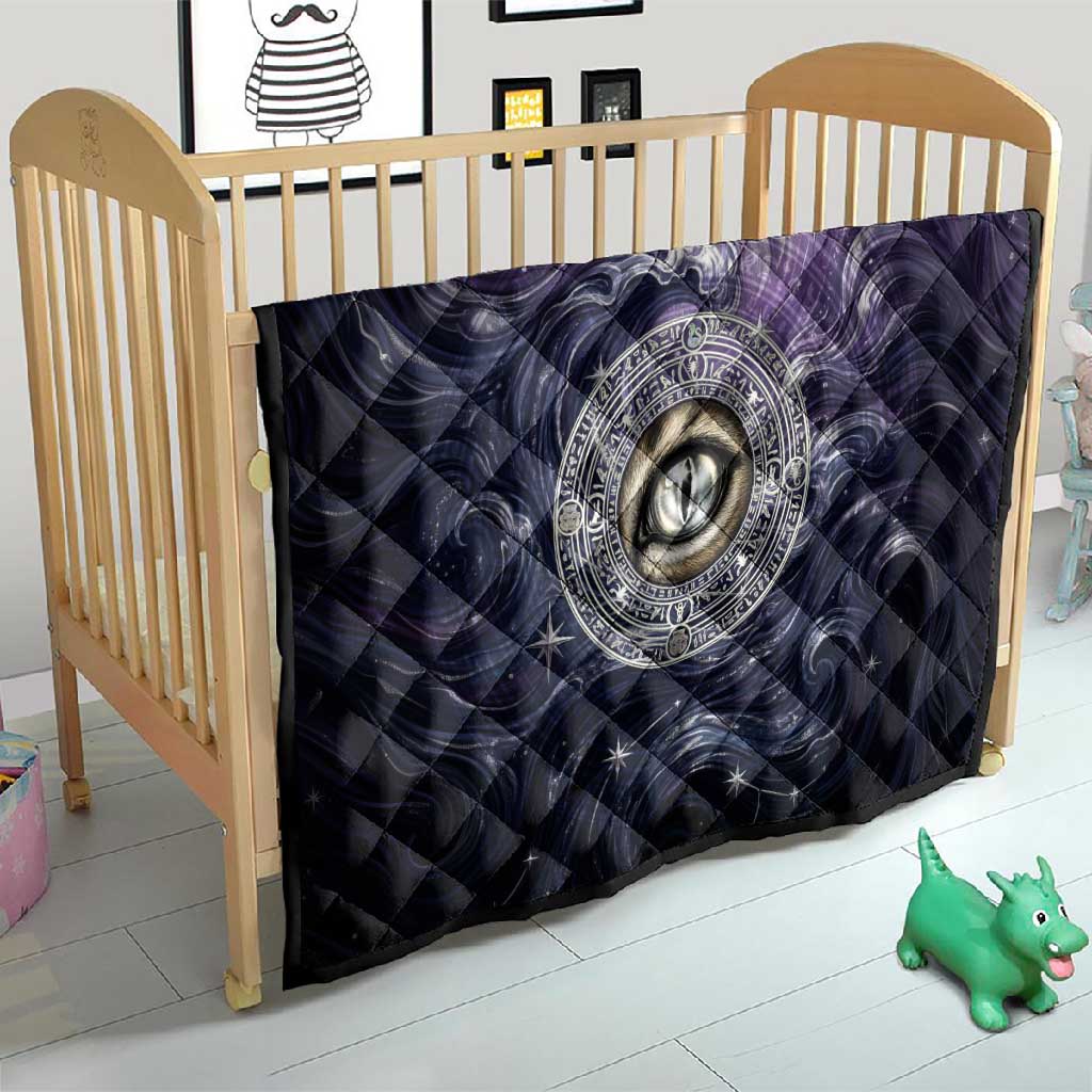 Pakhet Panther Quilt with Cosmic Feline Eye on Starry Night River