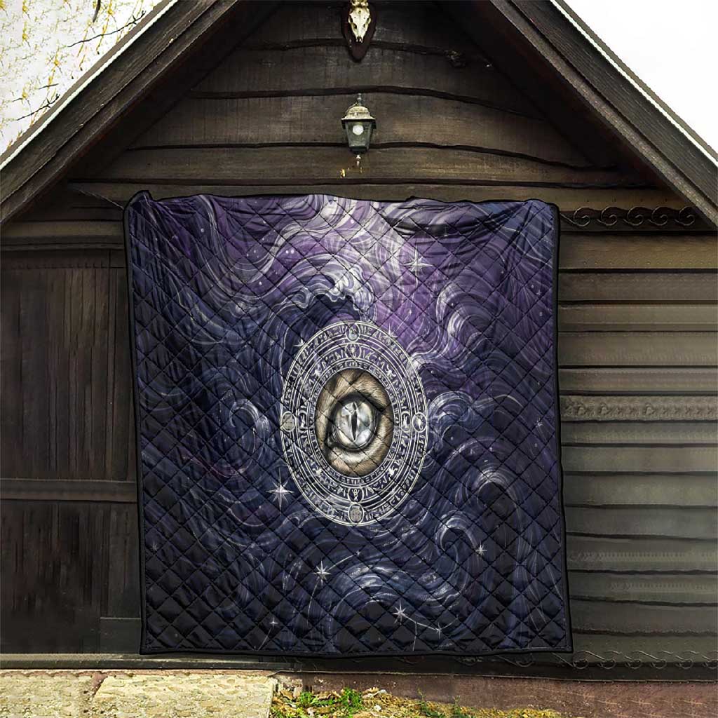 Pakhet Panther Quilt with Cosmic Feline Eye on Starry Night River