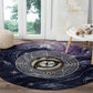 Pakhet Panther Round Carpet with Cosmic Feline Eye on Starry Night River
