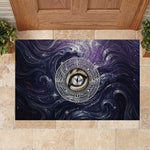 Pakhet Panther Rubber Doormat with Cosmic Feline Eye on Starry Night River
