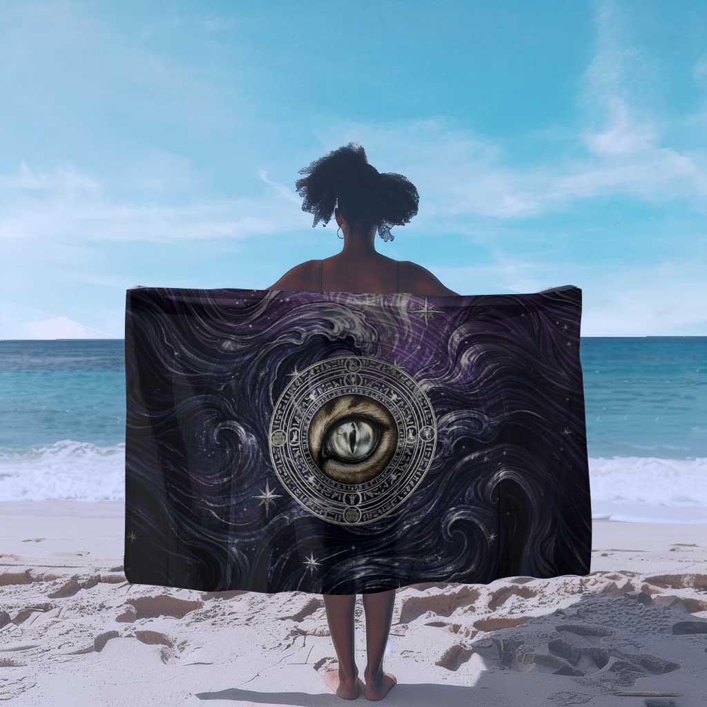 Pakhet Panther Sarong with Cosmic Feline Eye on Starry Night River