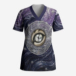 Pakhet Panther Scrub Top with Cosmic Feline Eye on Starry Night River