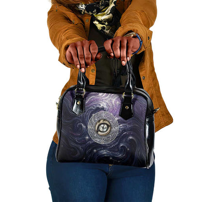 Pakhet Panther Shoulder Handbag with Cosmic Feline Eye on Starry Night River