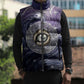 Pakhet Panther Sleeveless Puffer Jacket with Cosmic Feline Eye on Starry Night River