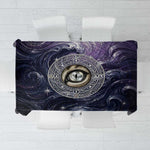Pakhet Panther Tablecloth with Cosmic Feline Eye on Starry Night River