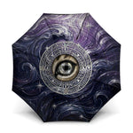 Pakhet Panther Umbrella with Cosmic Feline Eye on Starry Night River